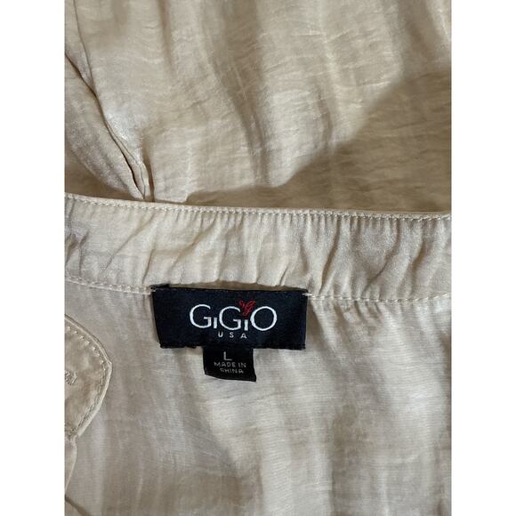 GiGio Women's Oversized Loose Fit Button Down Top Hi-Low Hem Size L Cream - Picture 8 of 8